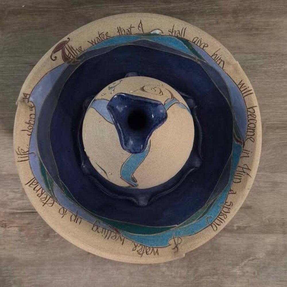 Alicia Daily Artisan Stoneware Pottery Fountain John 4:14 Scripture Pump 13"